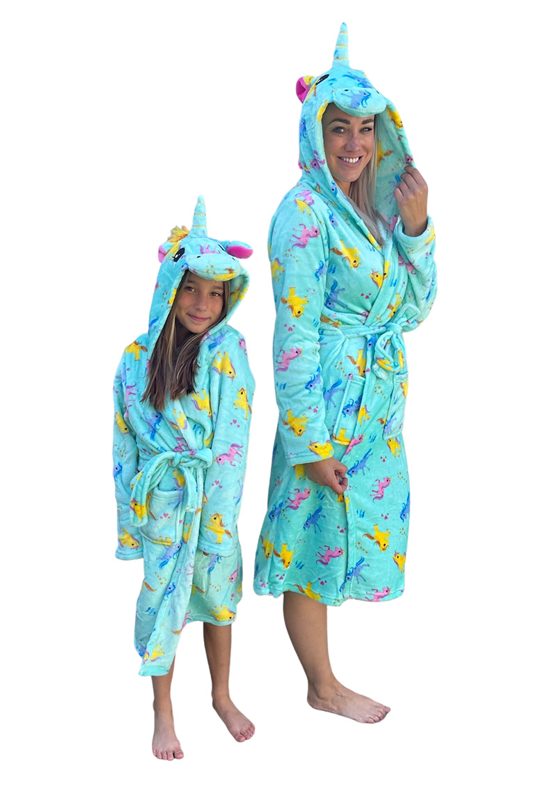 Unicorn damesbadjas capuchon fleece-l-xl