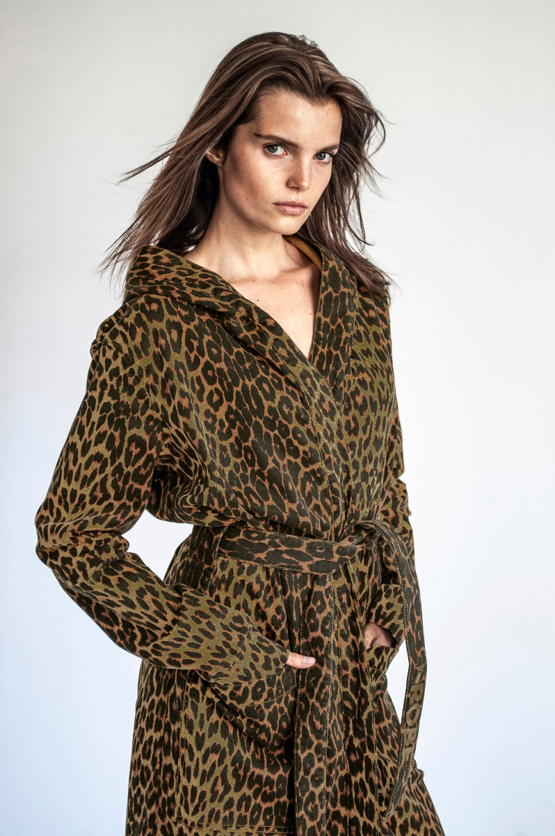 D-Robe badjas met capuchon panter groen-xs