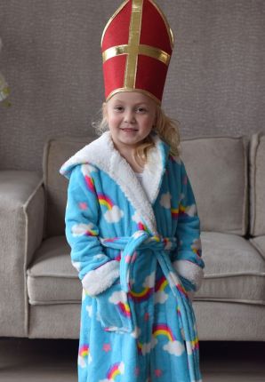 Kinderbadjas regenboog met capuchon  - luxe fleece