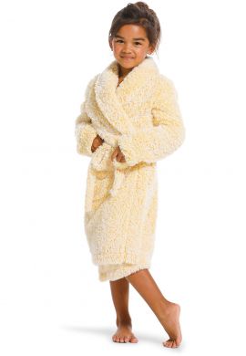 Rebelle kinderbadjas fleece fluffy - geel