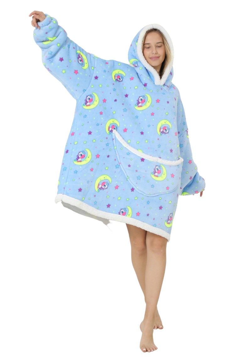 Badrock hoodie deken - Snuggie - fleece deken met mouwen - Snuggle hoodie - Moon