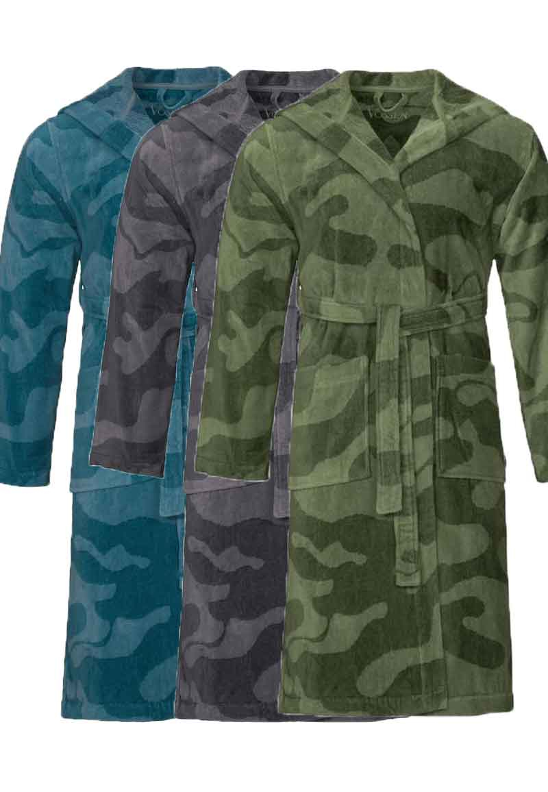 Heren badjassen camouflage-groen-xs