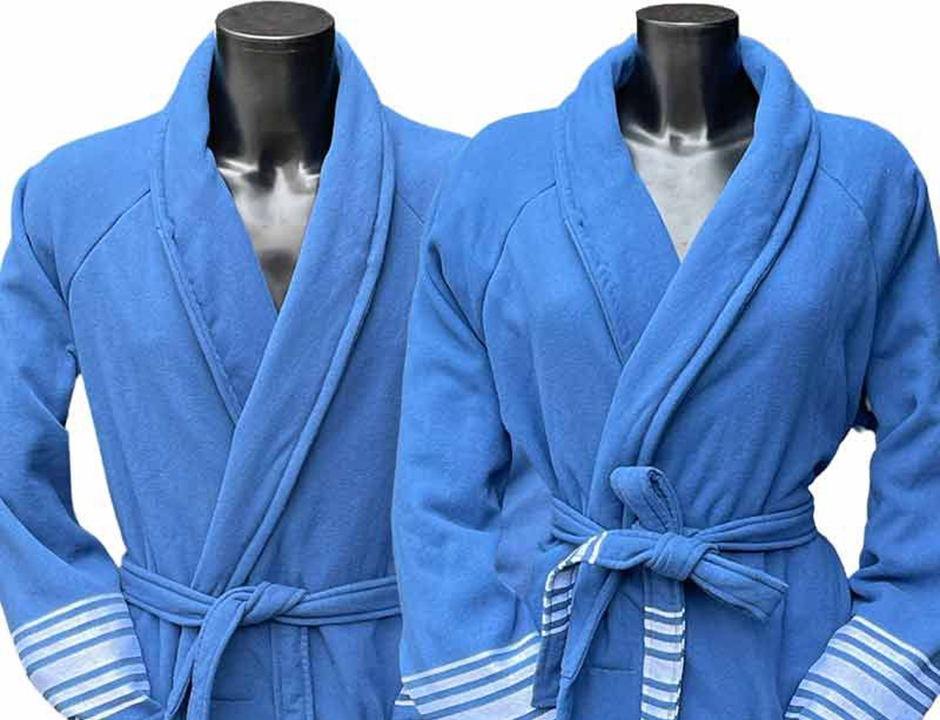 Blauwe hamam badjas katoen – saunabadjas